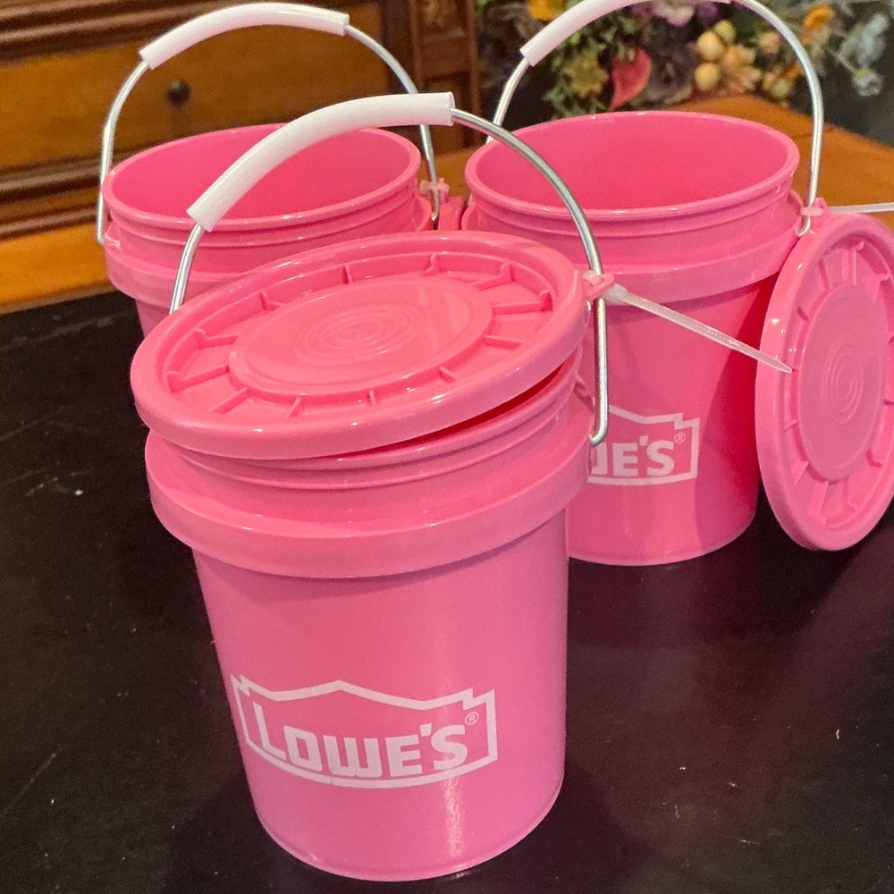 Mini Lowe's Pink Party Favor Buckets - Set of 3 - Picture 3 of 5